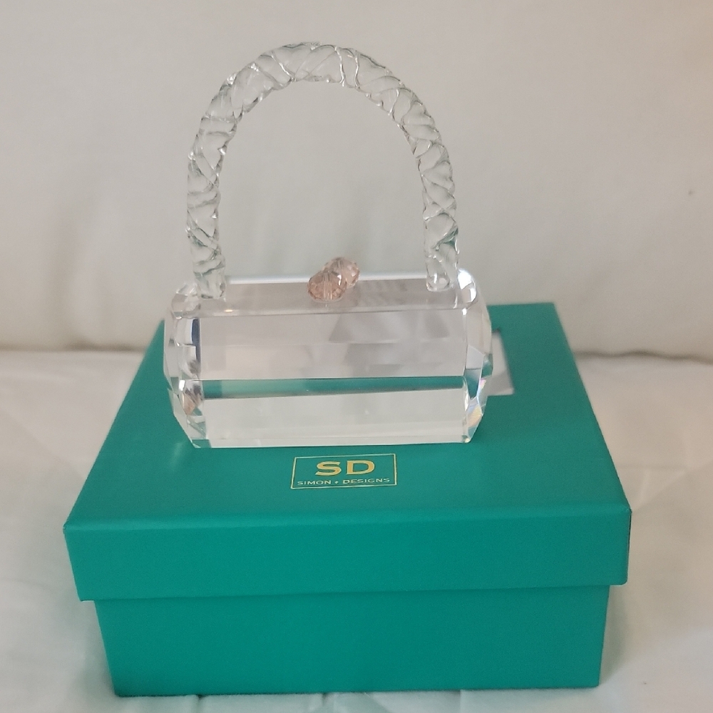 SD Collection Crystal Handbag with Pink Accent